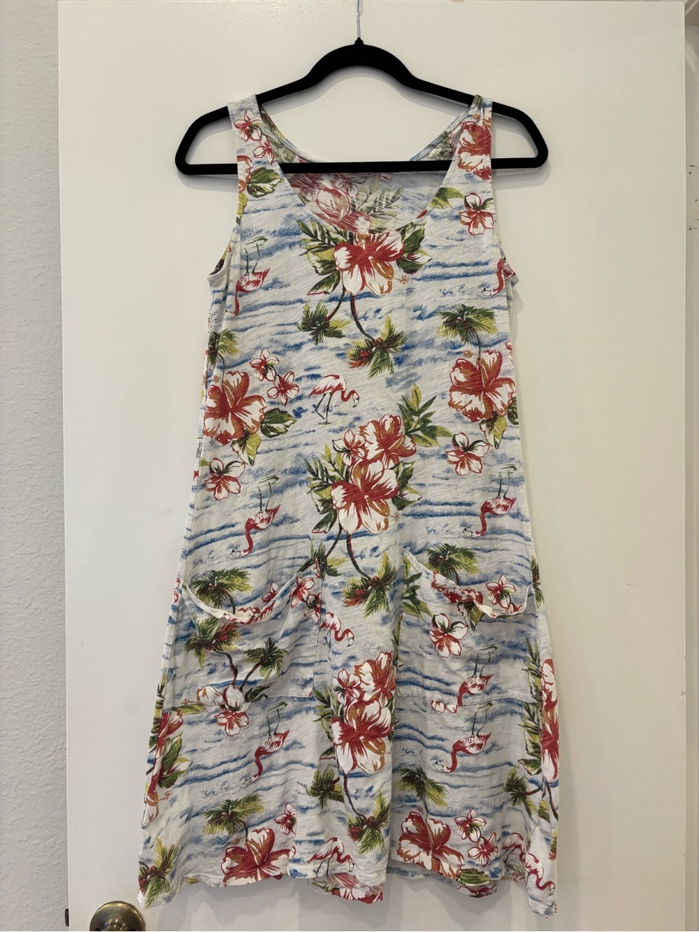 Fresh Produce 100% cotton tropical floral print midi Dress with pockets XS Vacay